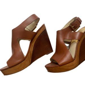 Michael Kors Womens Josephine Leather Wedge (Worn)